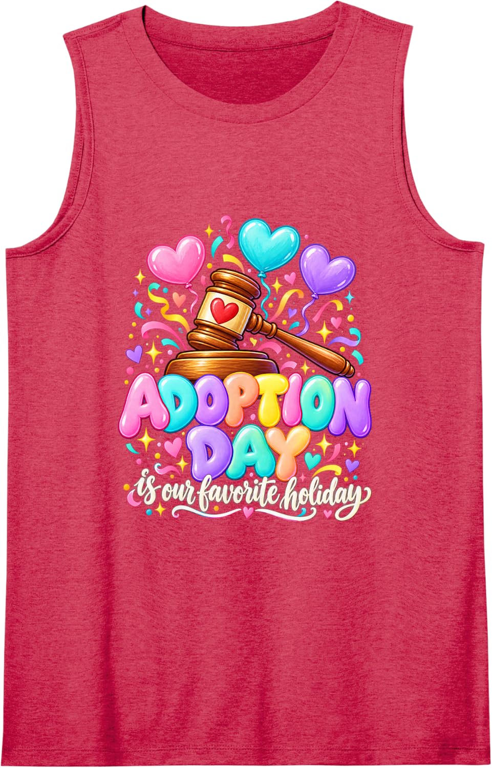 Adoption Day is Our Favorite Holiday Foster Family Sleeveless Tank Top - Red