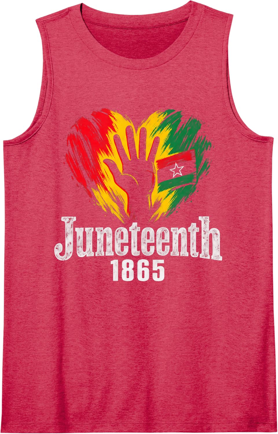 Juneteenth Heart Pan-African Flag 1865 Freedom Sleeveless Tank Top - Red
