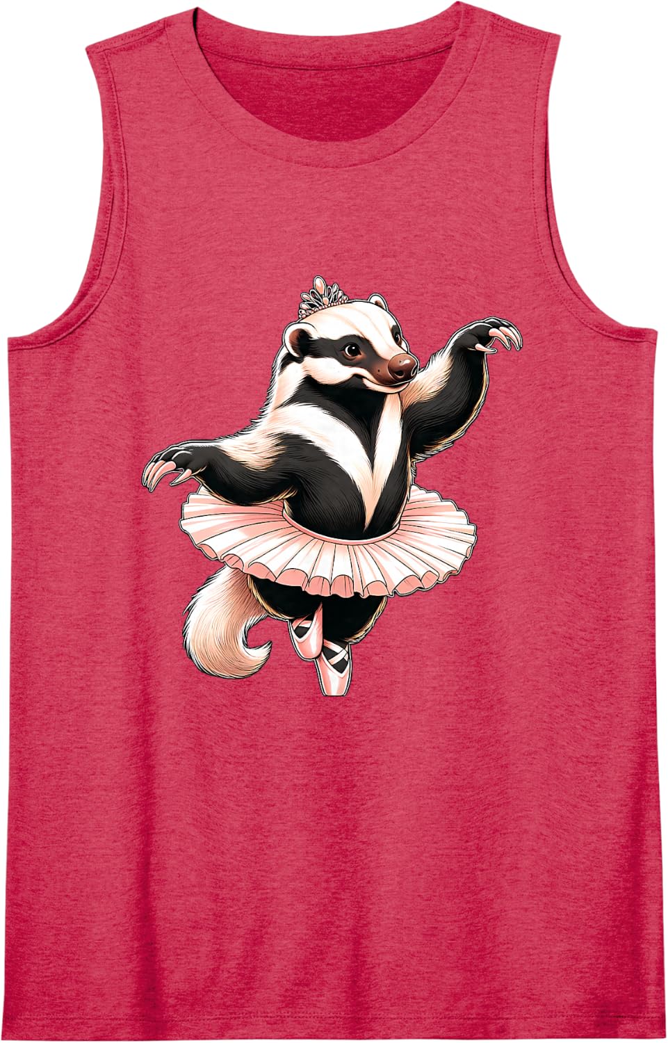Ballerina Honey Badger Dancing Sleeveless Tank Top - Red