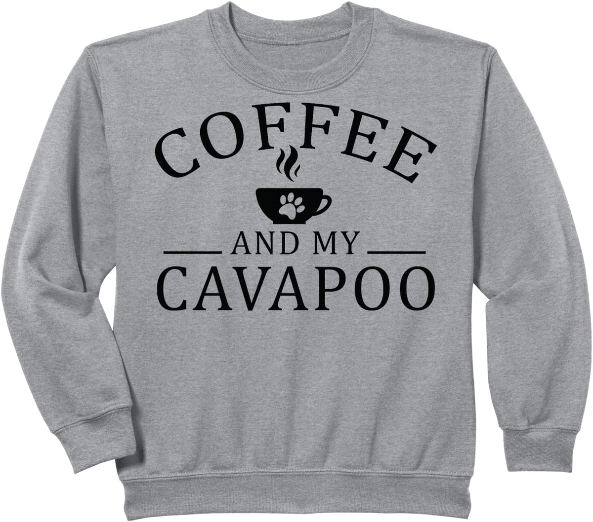 Cavapoo Dog And Coffee Sweatshirt - Heather Grey