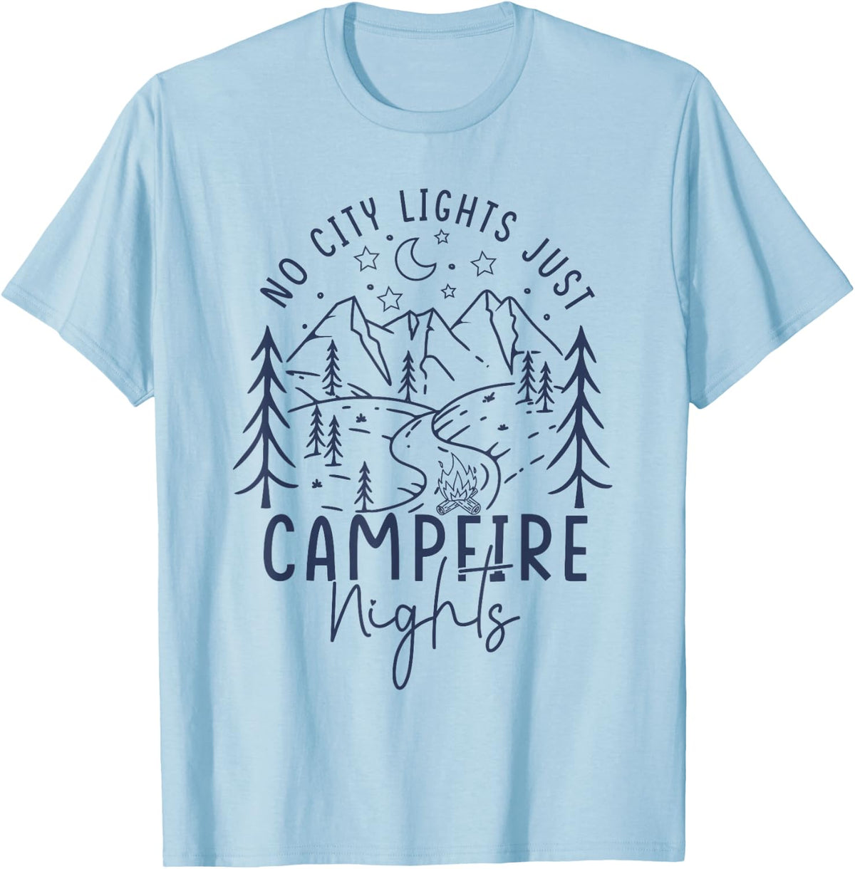 Outdoors Camping Hiking Nature Lover T-Shirt - Baby Blue
