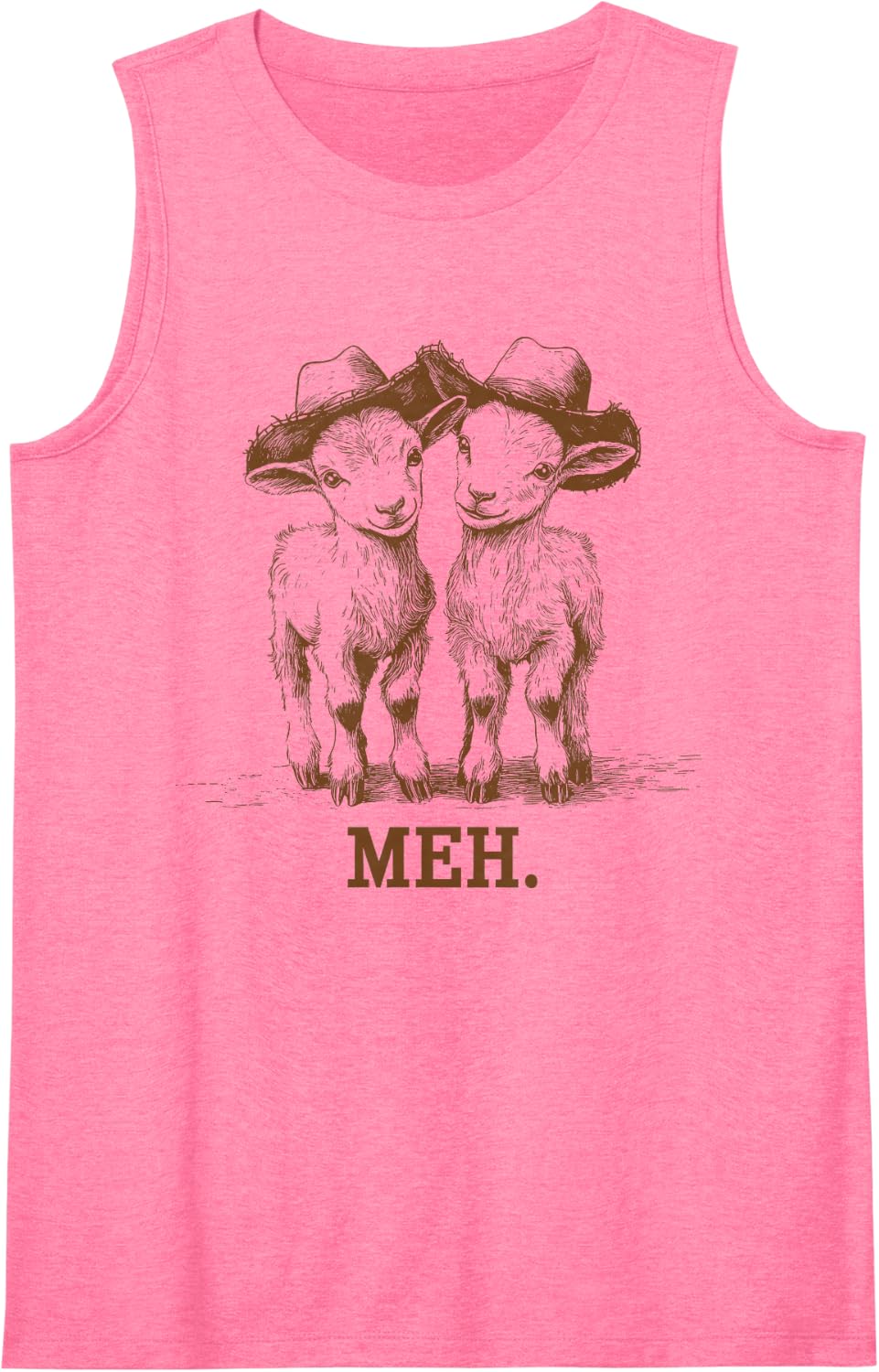 Meh Goat Meme Farm Animal Funny Farmer Animals Lover Sleeveless Tank Top - Pink