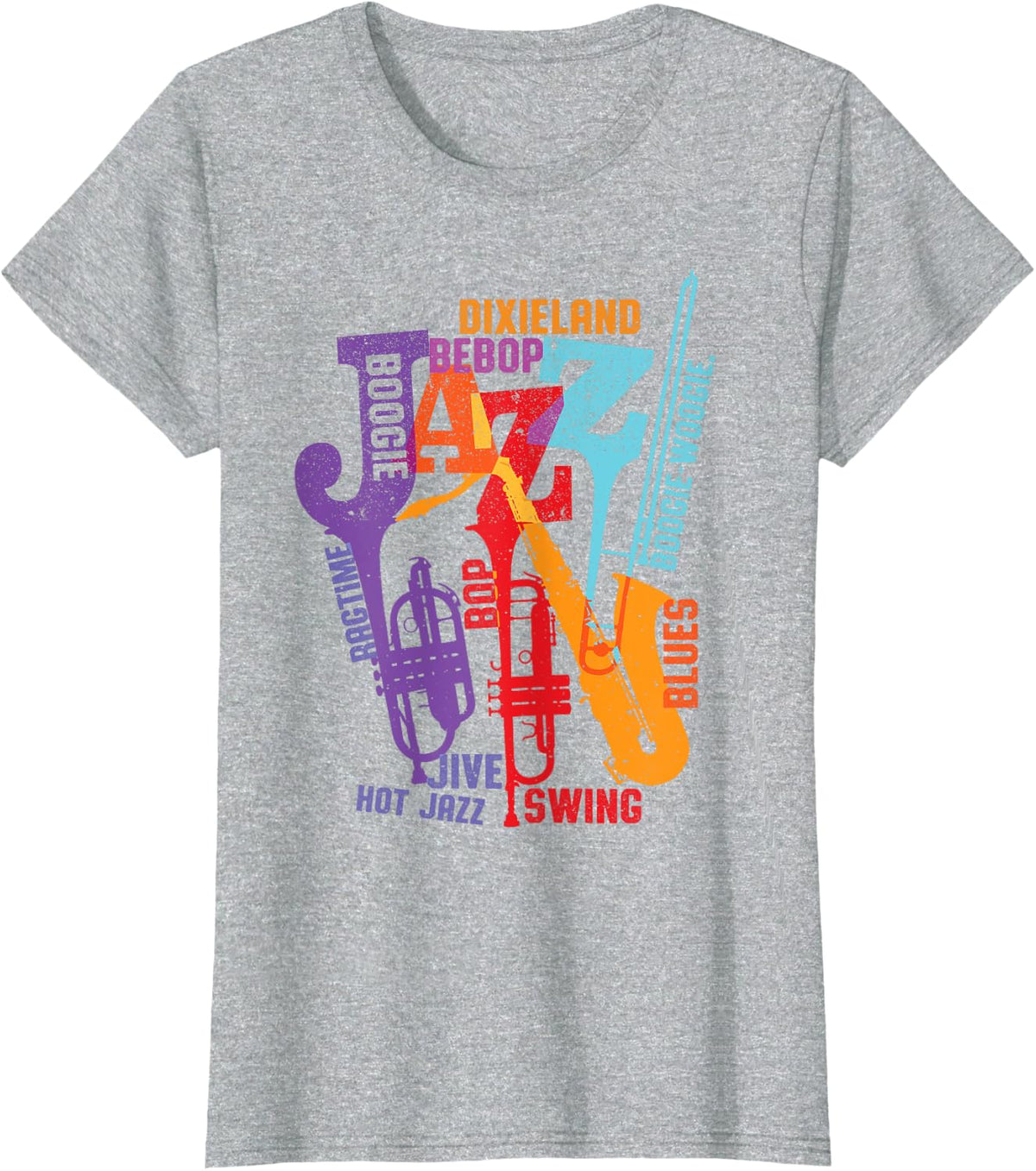 MUSIC SHIRT: Jazz, dixieland, swing, shirt in color unisex T-Shirt - Heather Grey