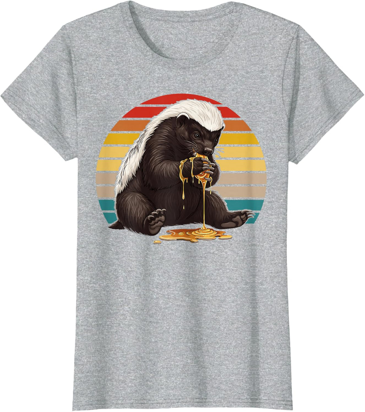 Retro Funny Honey Badger Lover T-Shirt - Heather Grey