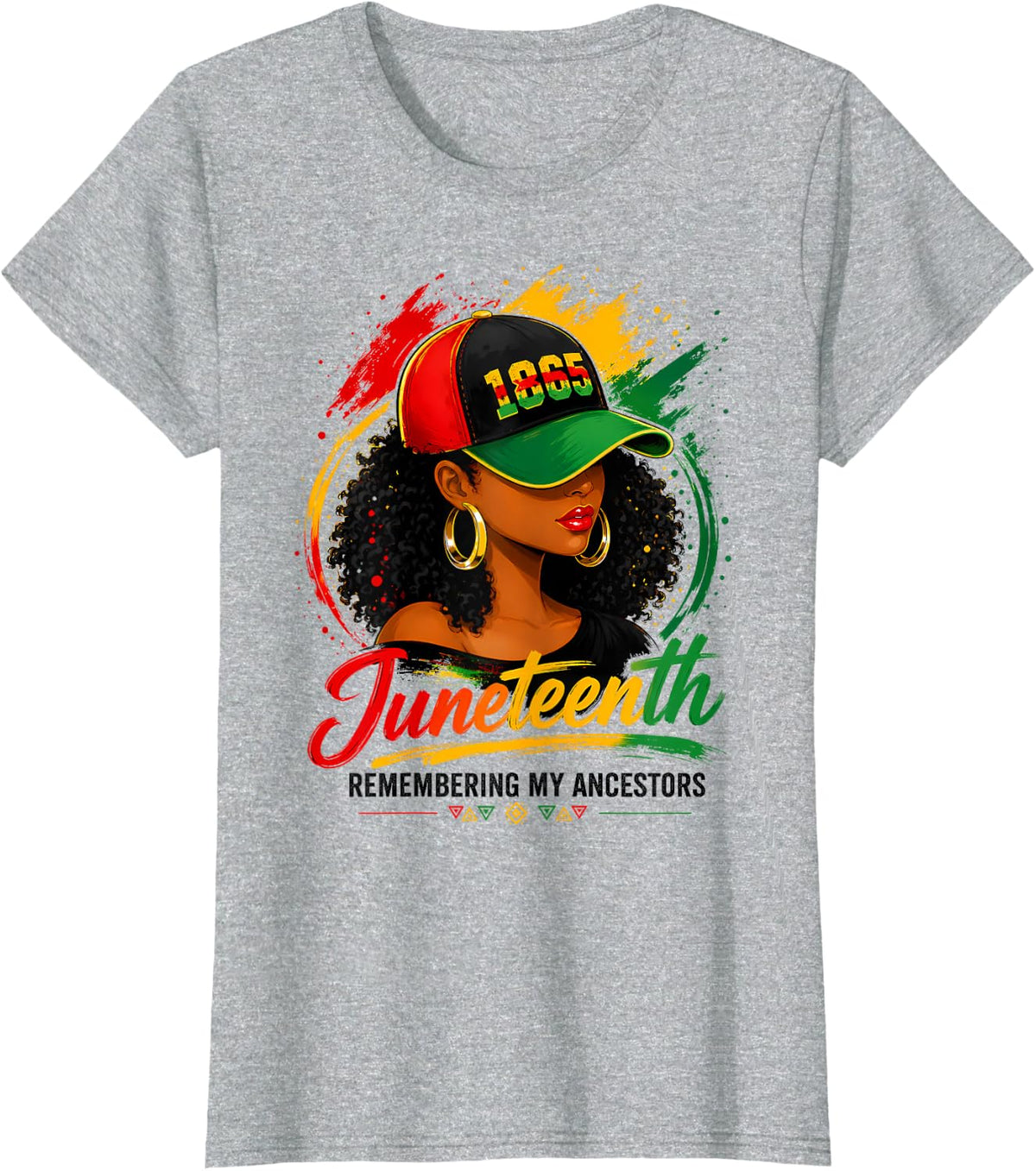 Juneteenth Shirts Women Queen Afro African Black Woman T-Shirt - Heather Grey