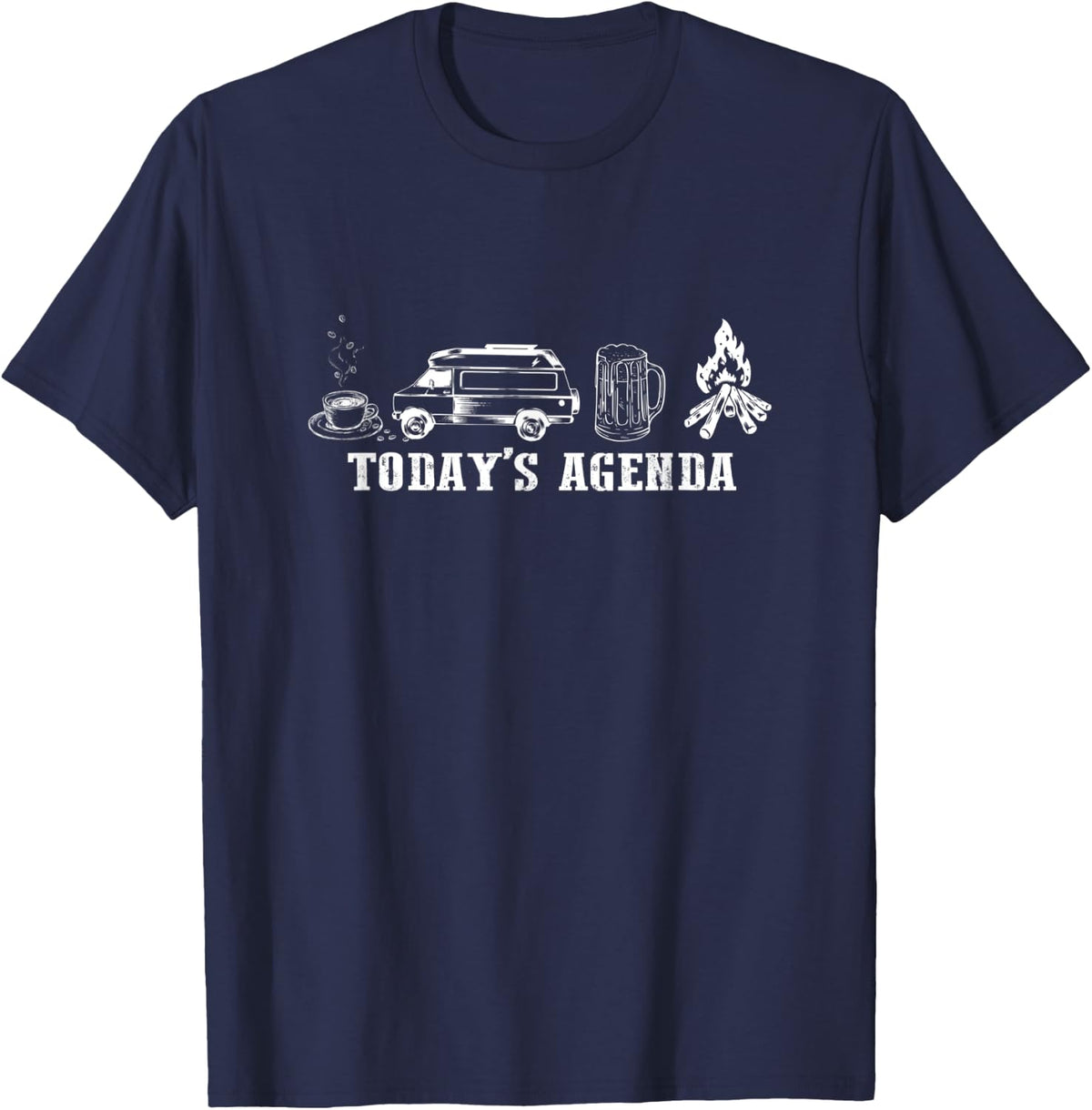 Today's Agenda Camping T-Shirt - Navy Blue