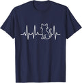 Cat Heartbeat T-Shirt - Navy Blue