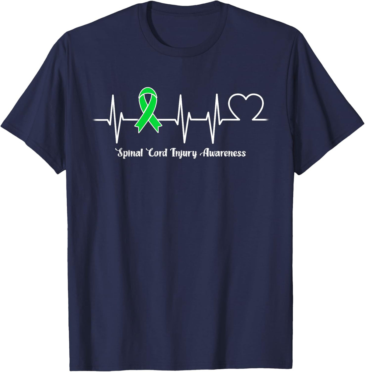 Heartbeat Spinal Cord Injury Warrior T-Shirt - Navy Blue