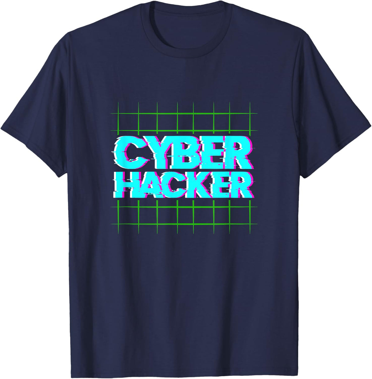 Cyber Hacker Programmer Hacking Glitch Cyberpunk T-Shirt - Navy Blue