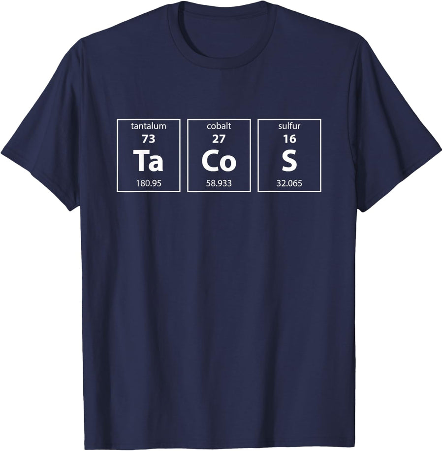 Funny Taco - Tacos Periodic Table Science Nerd Gift T-Shirt - Navy Blue