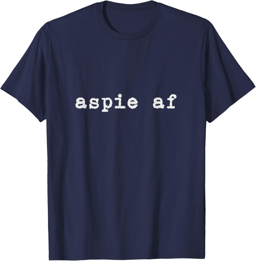Aspie AF, Funny Gift Autism Pride Red & Gold Infinity T-Shirt - Navy Blue