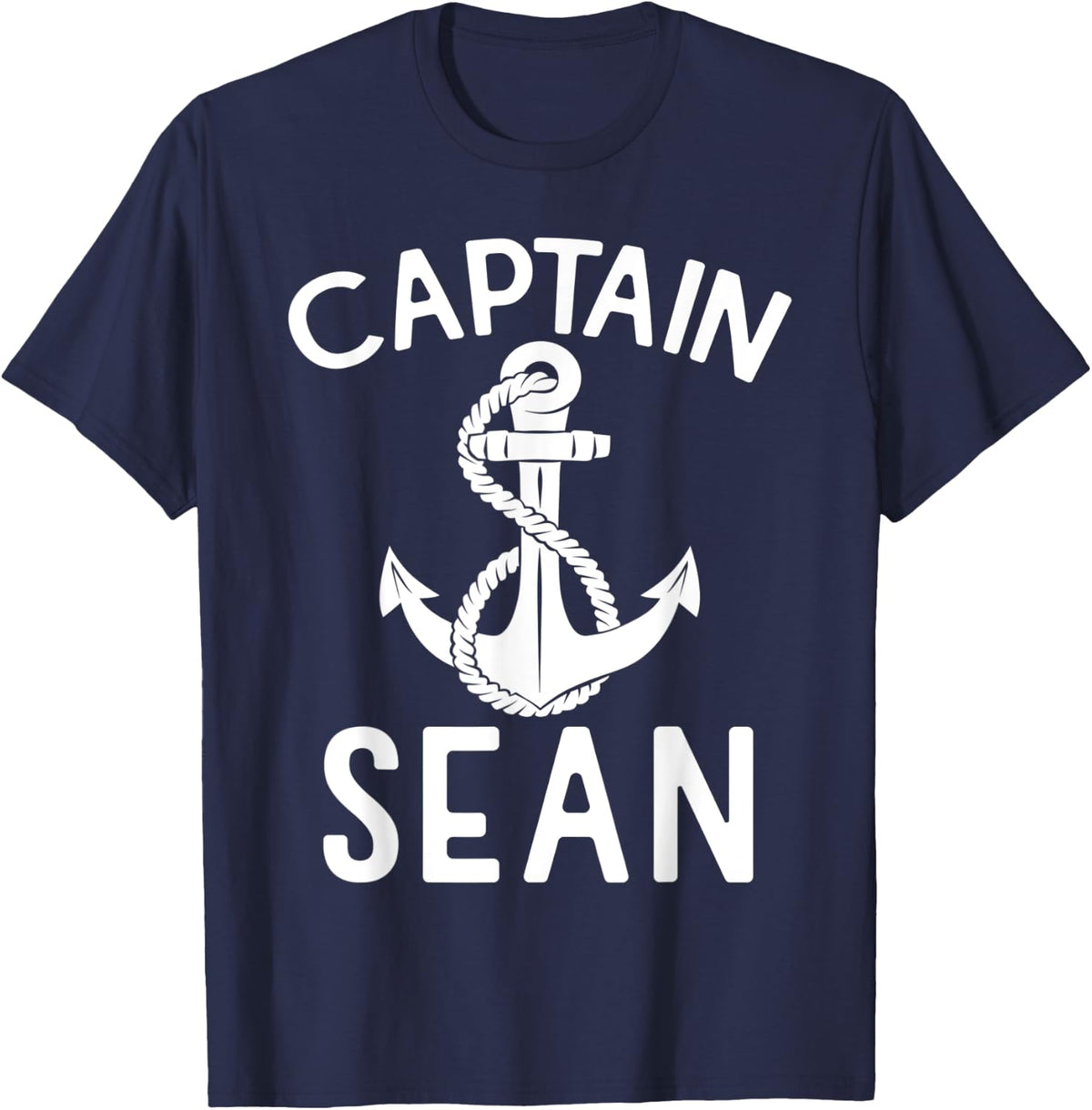 Captain Sean Yacht Boating Boat Anchor Ship T-Shirt - Navy Blue