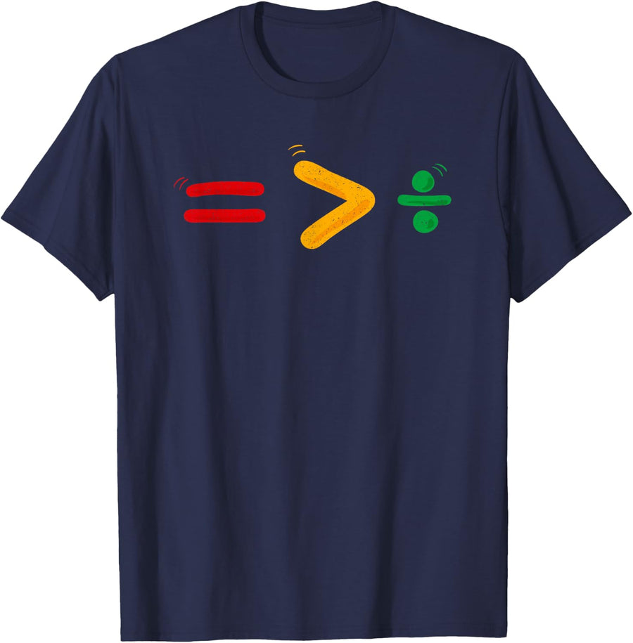 Juneteenth Equality Is Greater Than Division Afro Men Women T-Shirt - Navy Blue