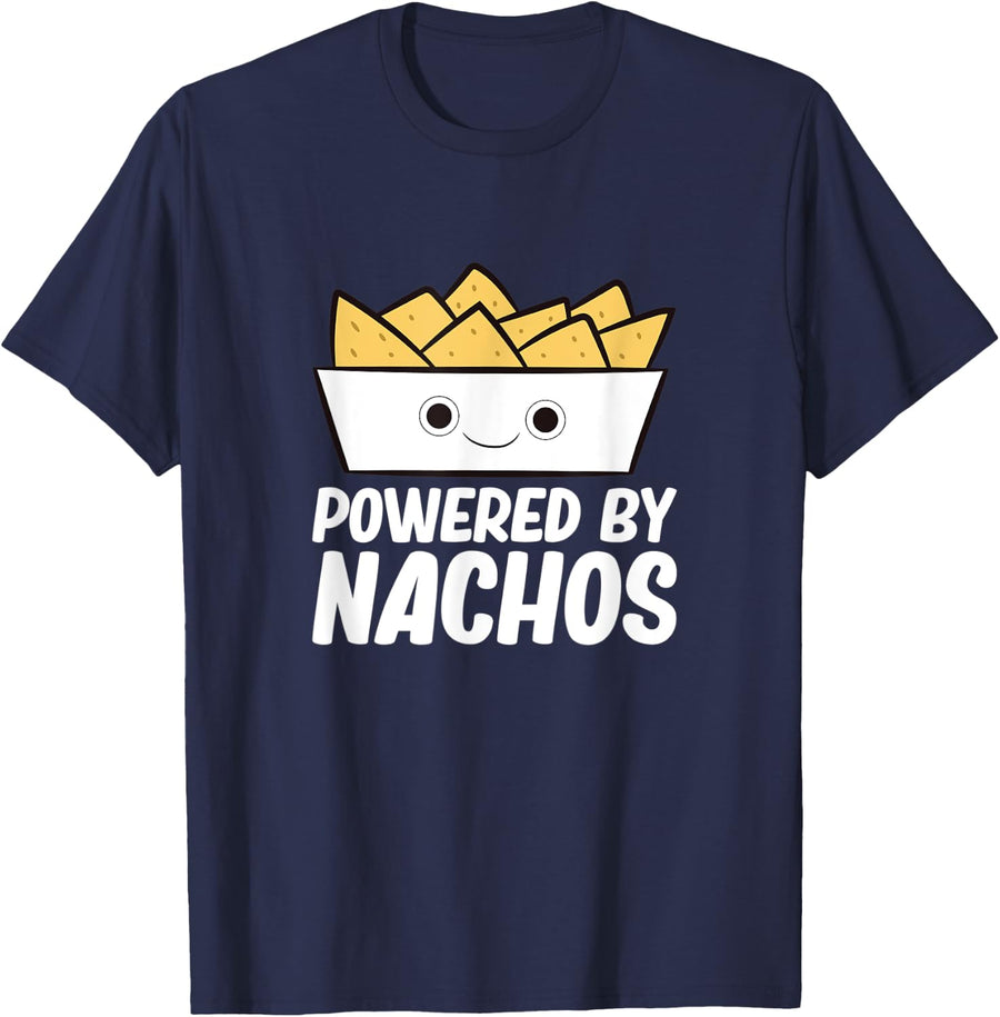 Powered By Nachos - Nacho Mexico Fast Food Funny Nachos T-Shirt - Navy Blue