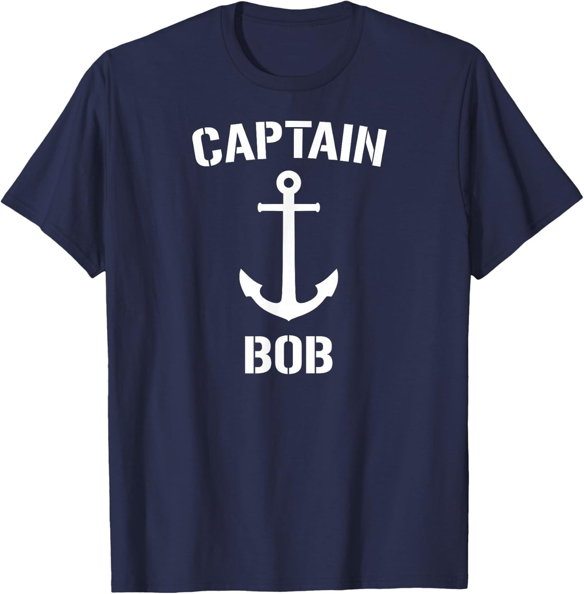 Nautical Captain Bob Personalized Boat Anchor T-Shirt T-Shirt - Navy Blue