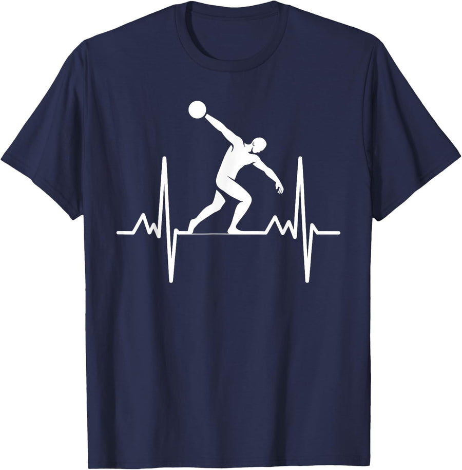 Discus Throwing Art Sports T-Shirt for Men Women Athletics Discus Thrower Tees - Navy Blue