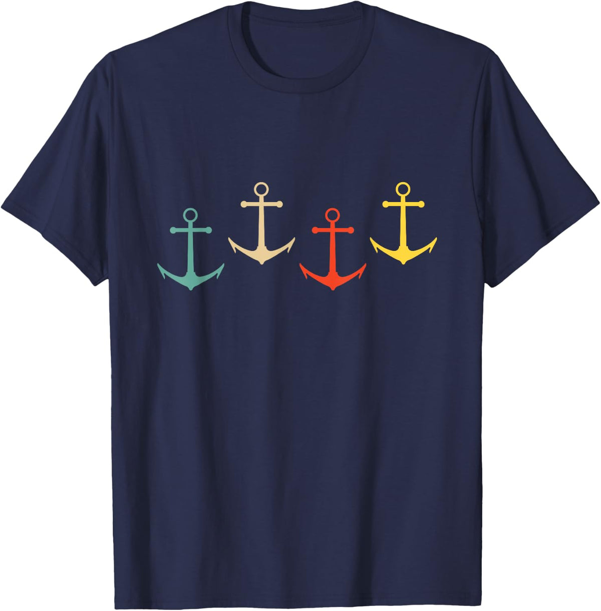 Boat Anchor Vintage Captain Boater Sailor T-Shirt - Navy Blue
