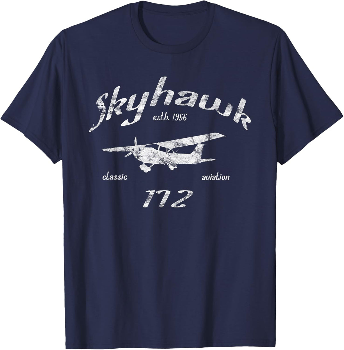 172 Skyhawk Airplane Classic Vintage Aviation Private Pilot T-Shirt - Navy Blue
