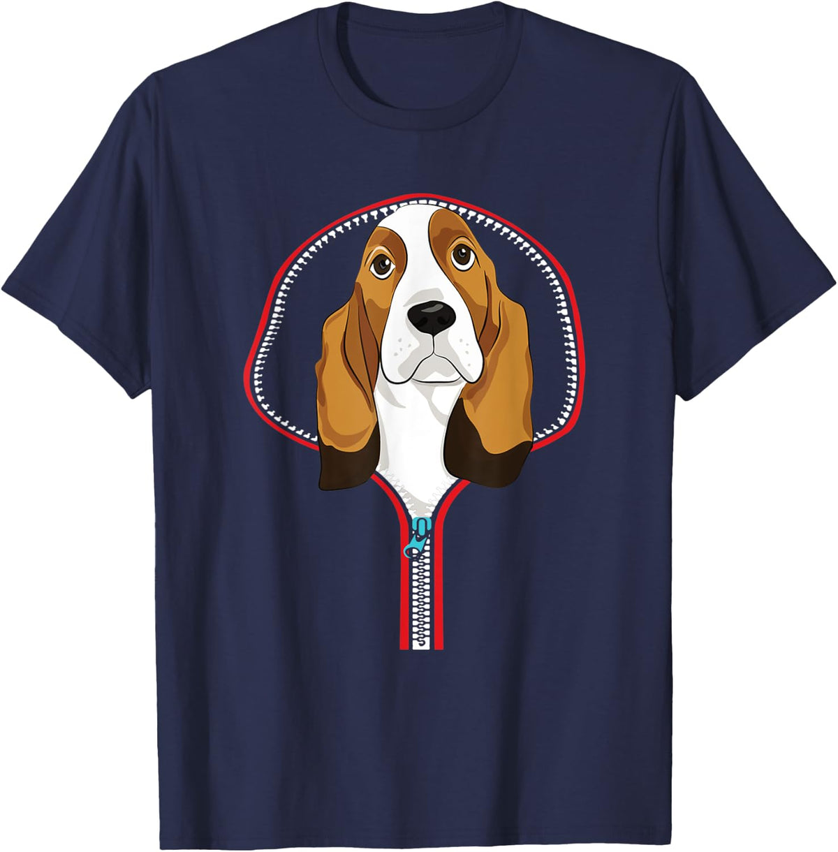 Cute Basset Hound Dog T-Shirt - Navy Blue