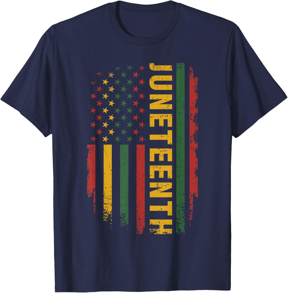 American Flag African Colours Celebrating June T-Shirt - Navy Blue