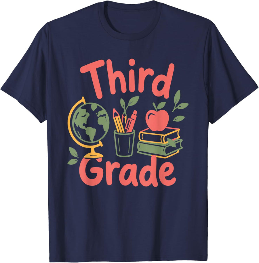 Third Grade Teacher 3rd Team Girls Boy Back to School T-Shirt - Navy Blue