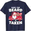 Mens Sorry This Beard is Taken Valentines Day Gnome Beard T-Shirt - Navy Blue