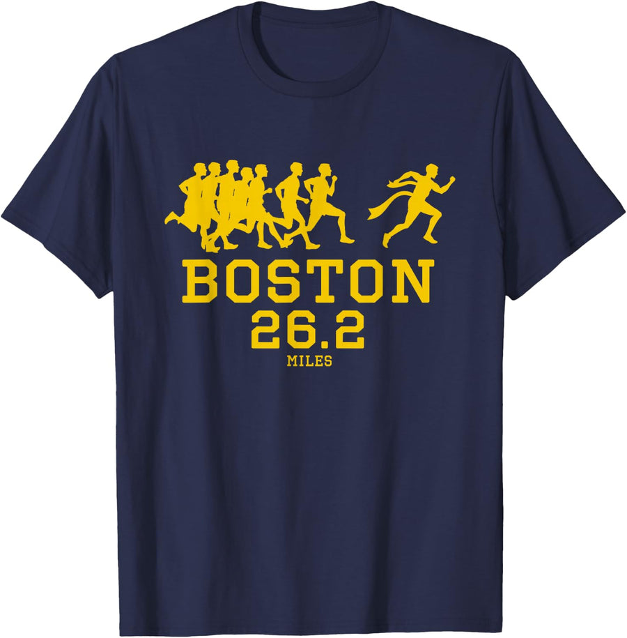 Boston 26.2 Miles Marathon 2020 Running Run Gift T-Shirt - Navy Blue