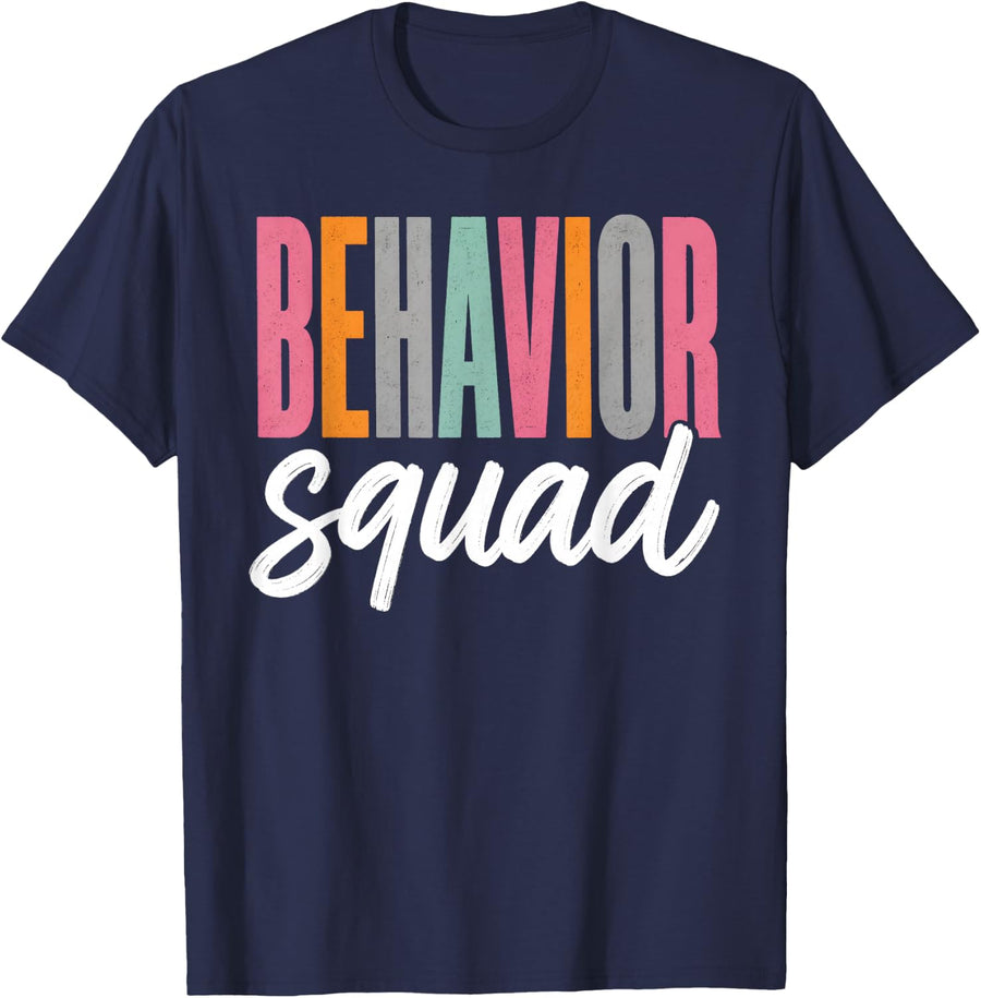 Behavior Squad ABA Therapist SPED Teacher Special Education T-Shirt - Navy Blue