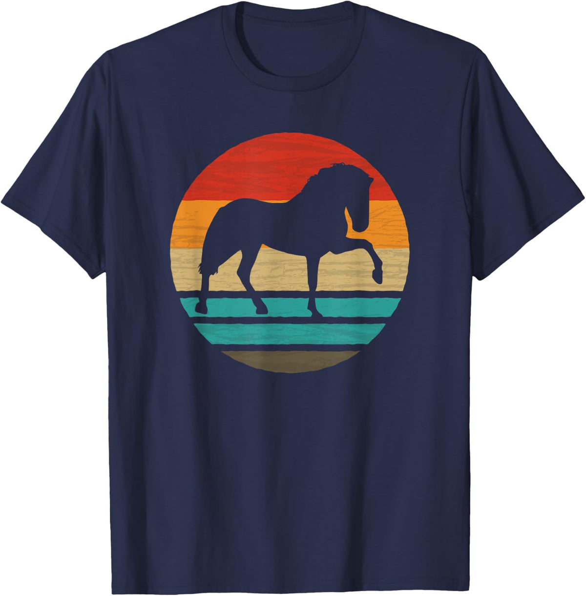 Horse Retro Style Vintage T-Shirt - Navy Blue