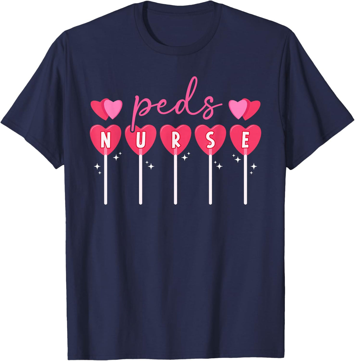 Peds Nurse Valentine Pediatric Nurse Valentines Day T-Shirt - Navy Blue