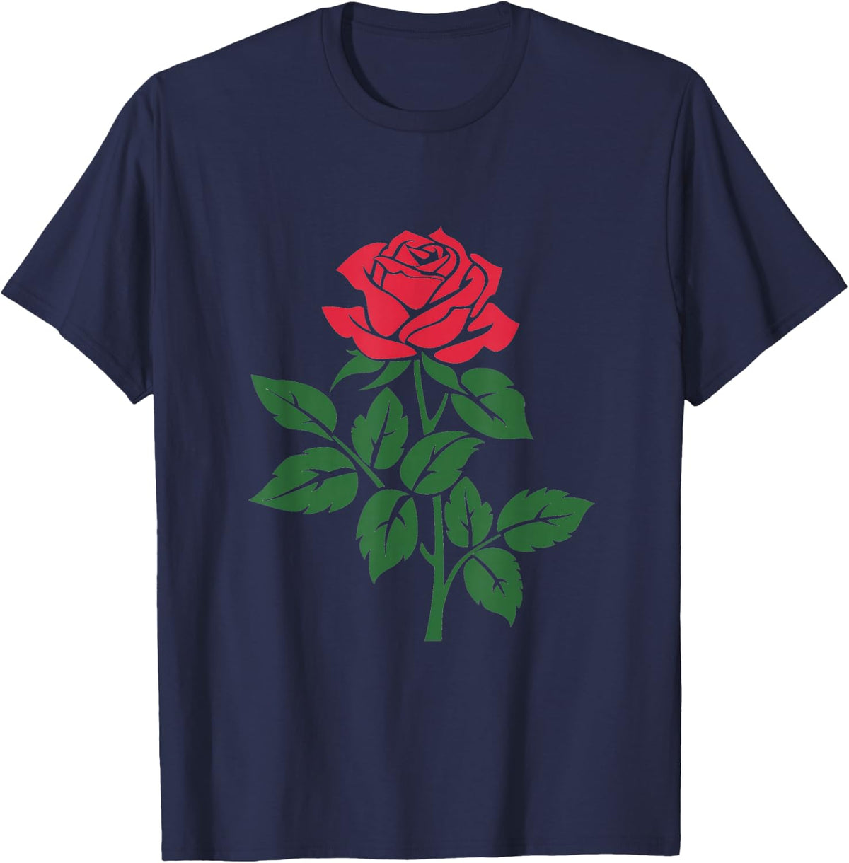 Rose Flower Floral Romantic Love Valentines Day Graphic T-Shirt - Navy Blue
