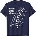 Never Walk Alone T-Shirt for Dog Owners Woman Horse T-Shirt - Navy Blue