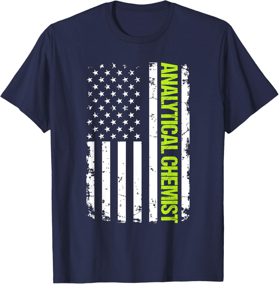 Analytical Chemist USA Flag T-Shirt - Navy Blue