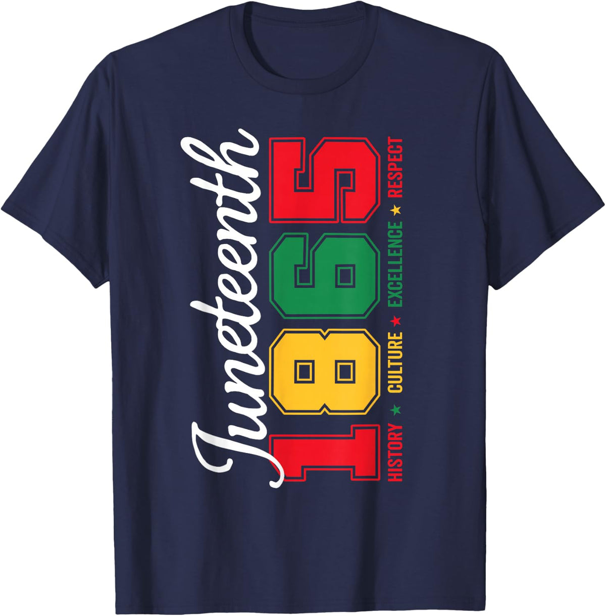 Juneteenth 1865 Black History Culture Excellence Respect T-Shirt - Navy Blue