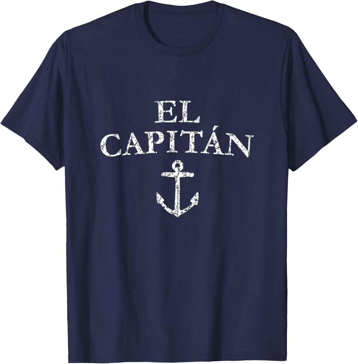 El Capitan Captain Anchor Boat & Sail T-Shirt - Navy Blue