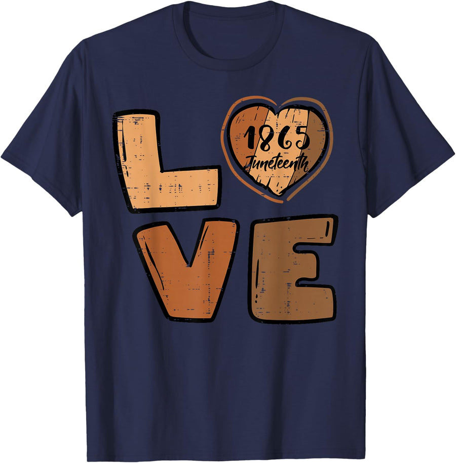 Juneteenth Heart 1865 African American Men Women Boys Kids T-Shirt - Navy Blue