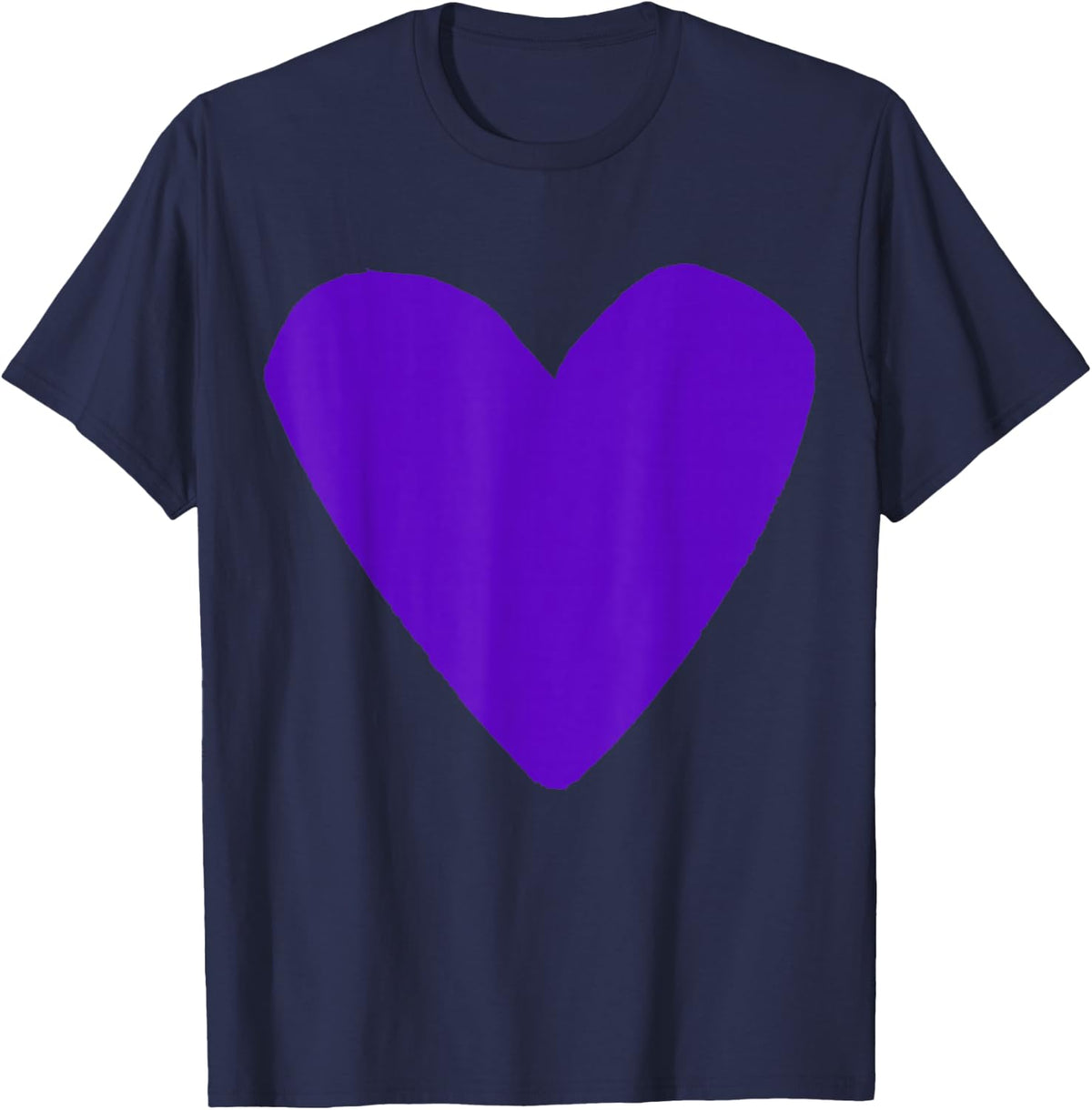 Love Heart Shape Violet T-Shirt - Navy Blue