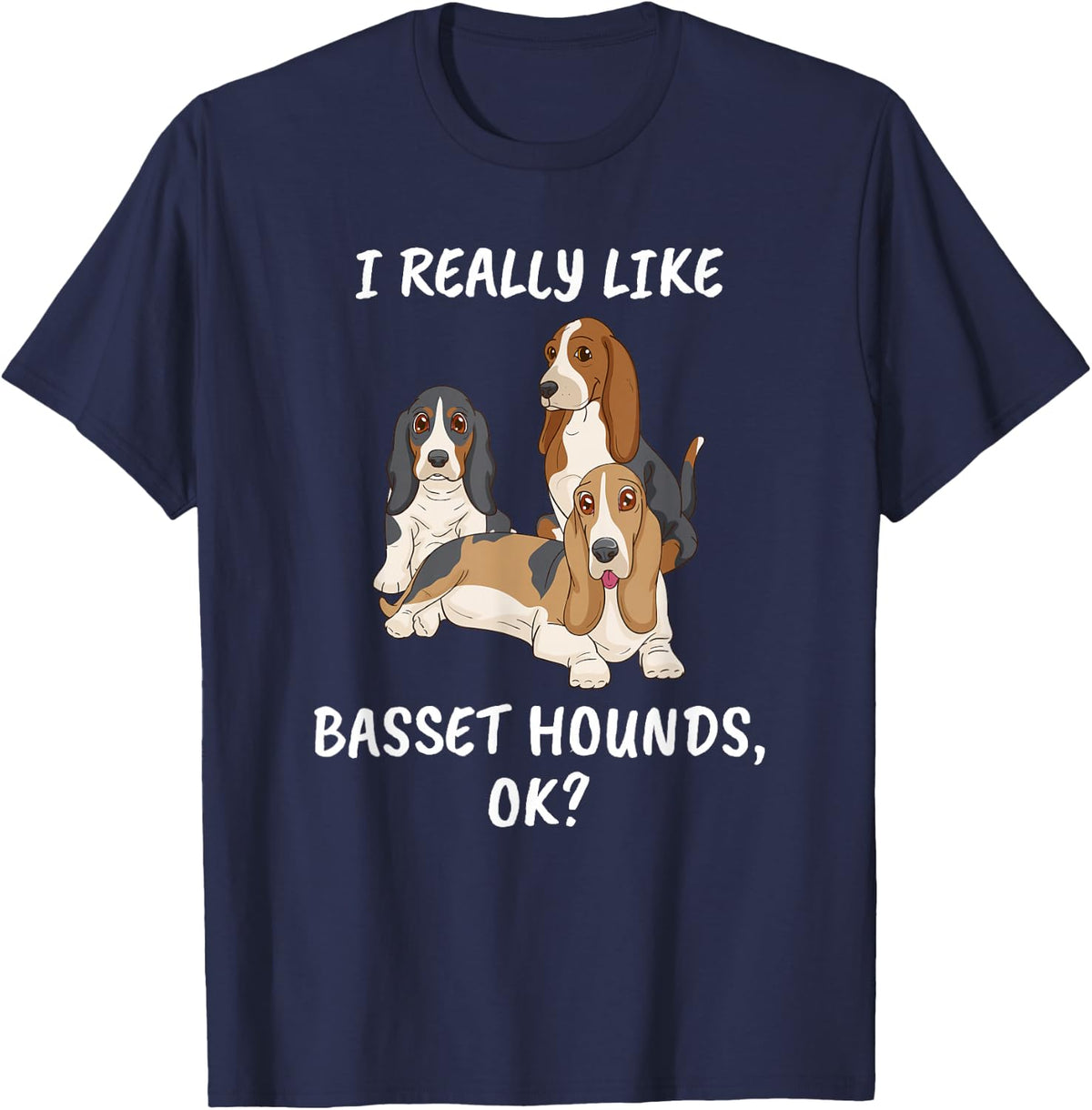 Basset Hounds Gift Women Basset Hound Dog Shirt Men Dog T-Shirt - Navy Blue