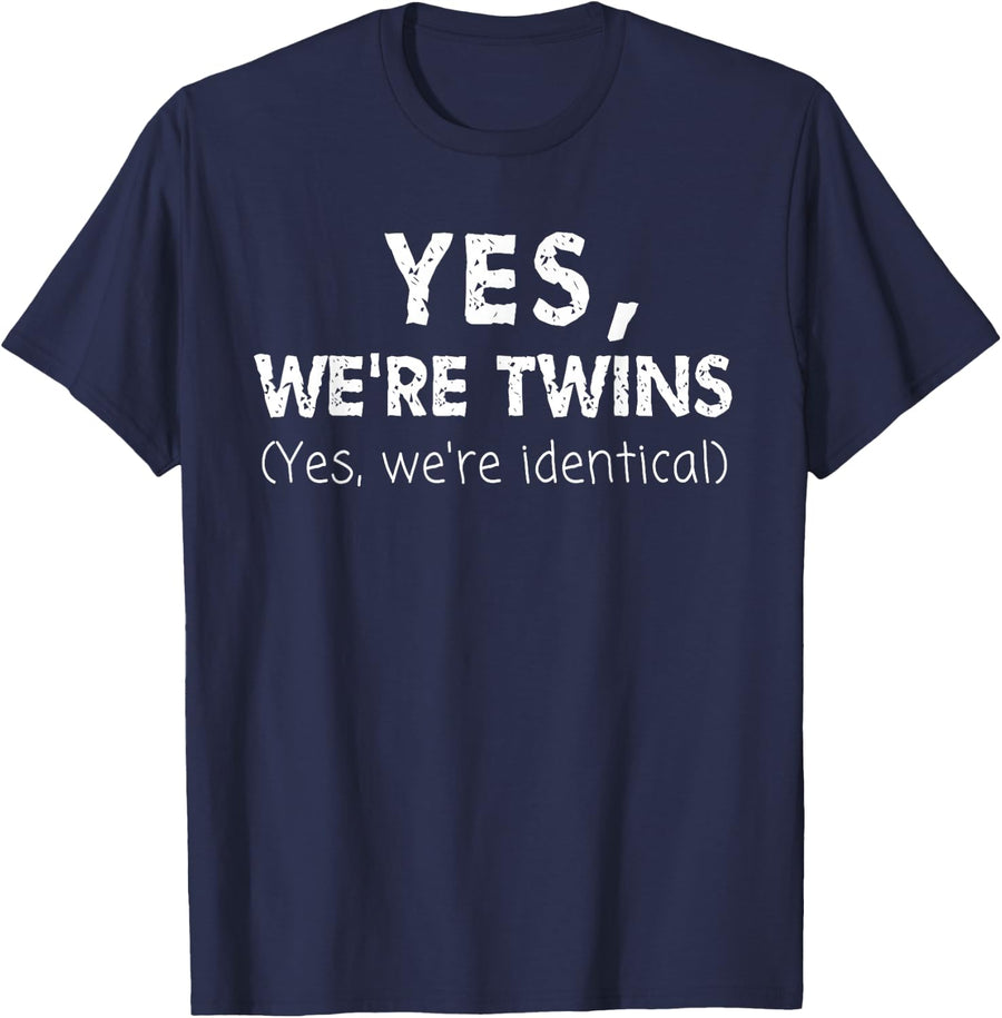 Twin Shirt Matching Brother Sister Twins Siblings Identical Tees T-Shirt - Navy Blue