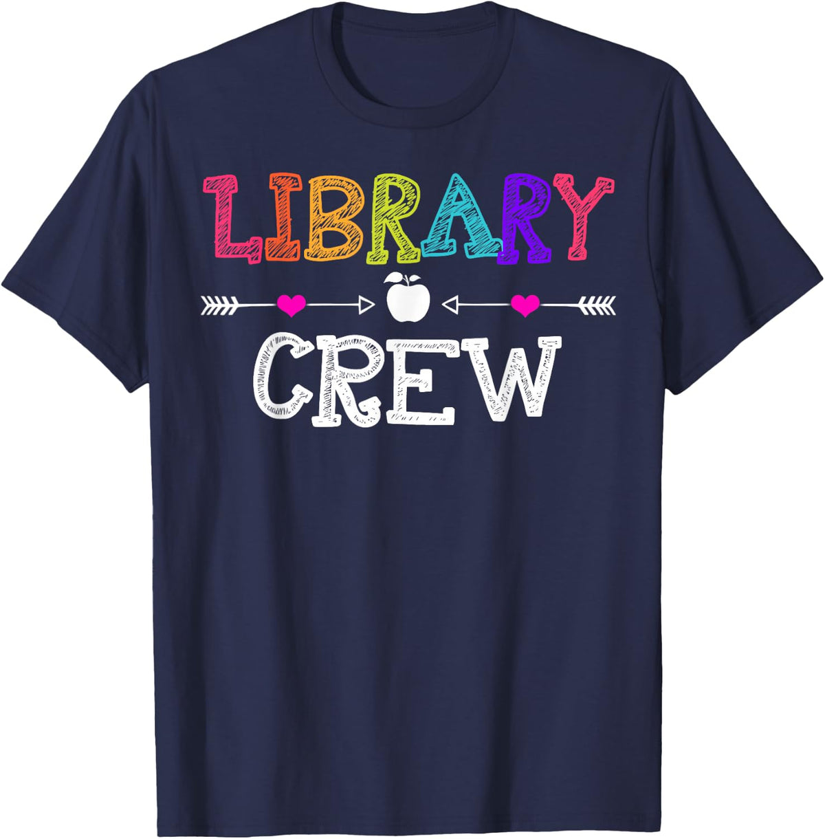 Library Crew Teacher Funny First Day of School T-Shirt - Navy Blue