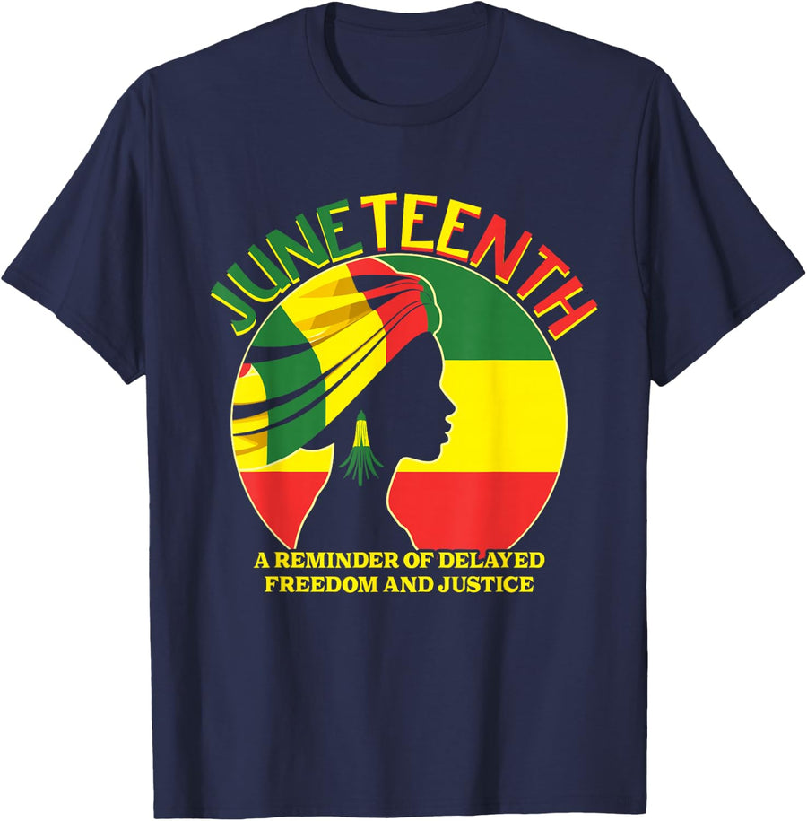 Black Freedom Juneteenth Black Pride T-Shirt Tee for Women, Men, Kids - Navy Blue