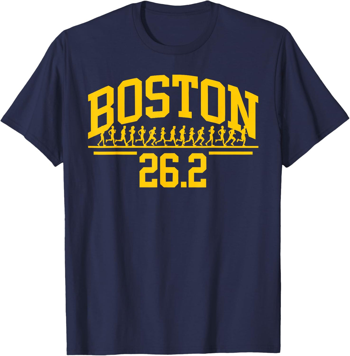 Boston 26.2 Running Marathon Finisher Celebration Runner Run T-Shirt - Navy Blue
