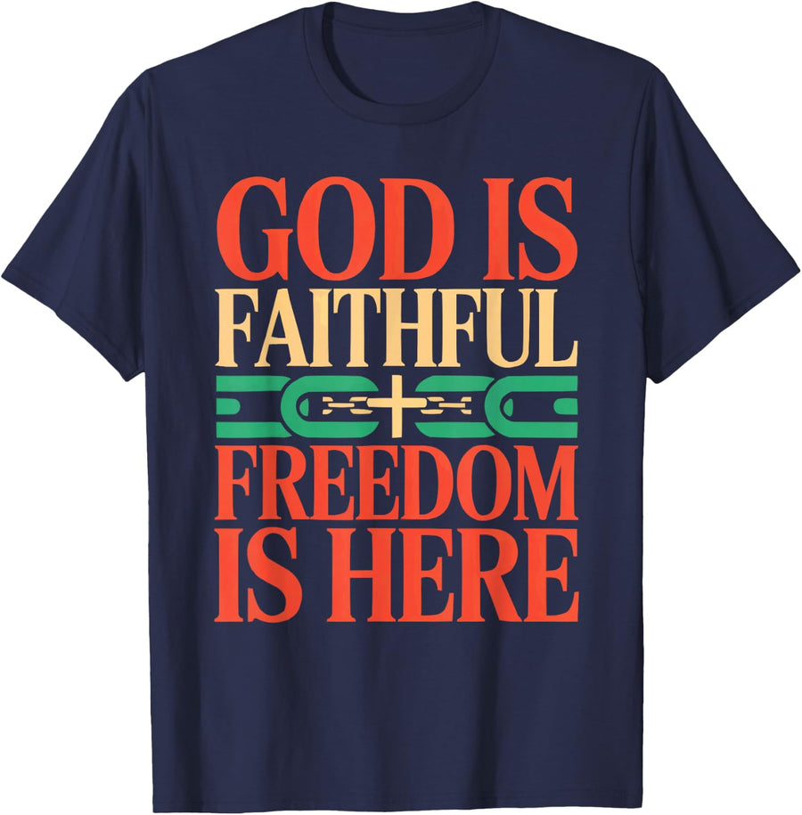 Christian Faith Juneteenth African American Jesus Christ T-Shirt - Navy Blue