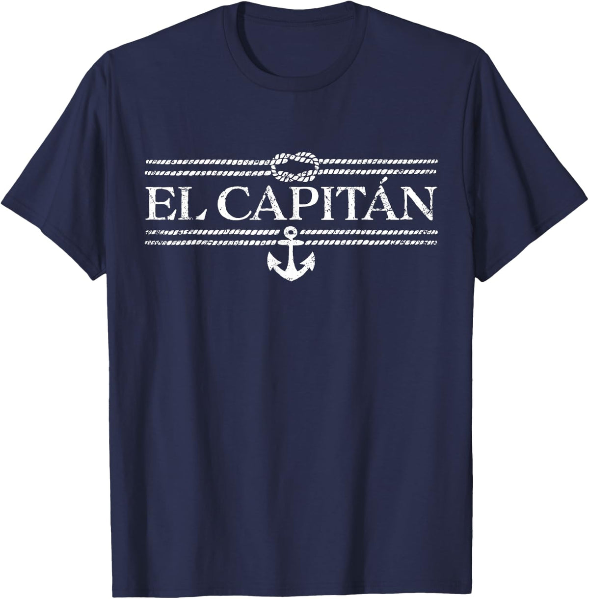 El Capitán Boat Captain Vintage Distressed T-Shirt - Navy Blue