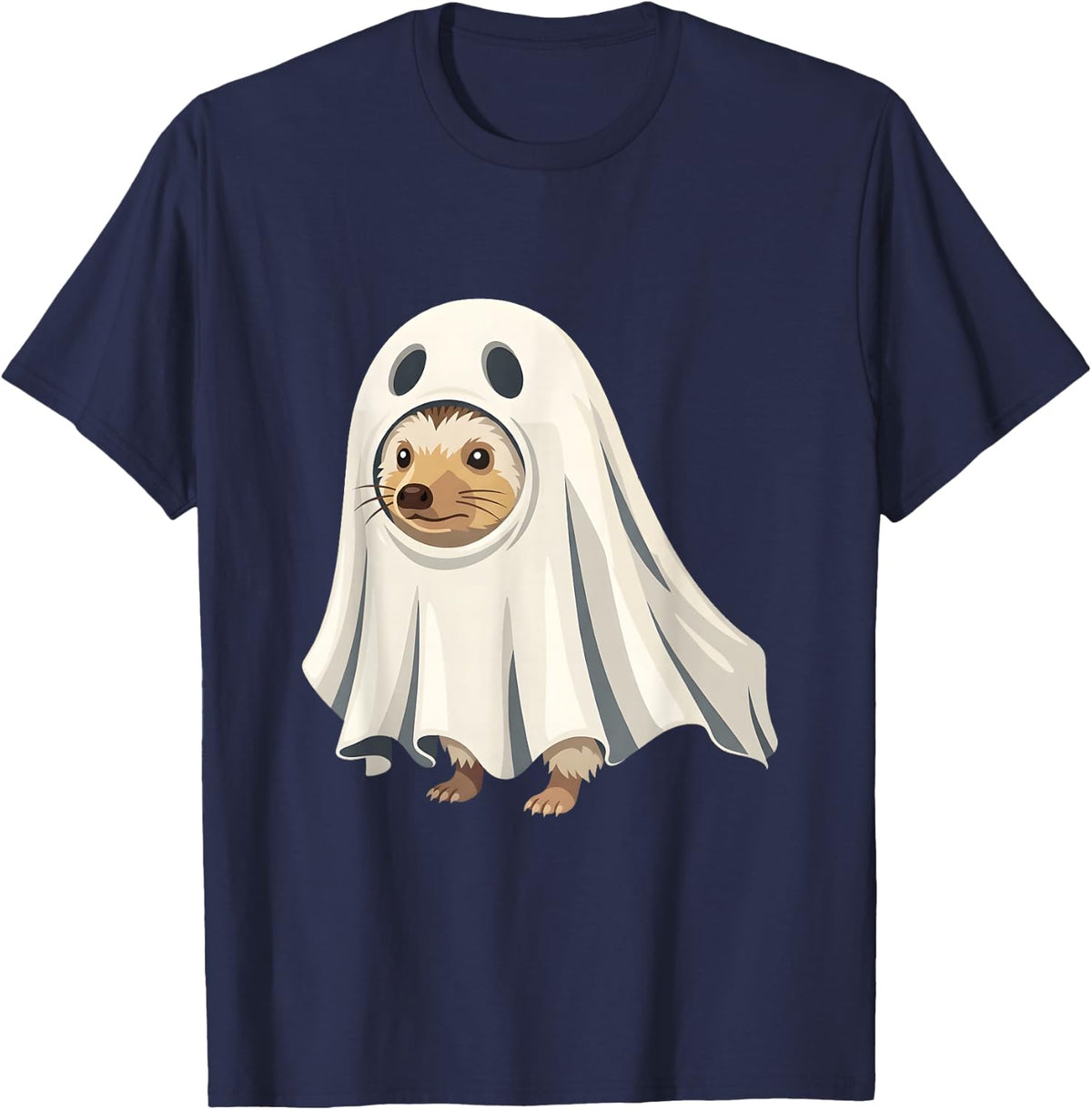 Cute Hedgehog Ghost Costume Halloween T-Shirt - Navy Blue