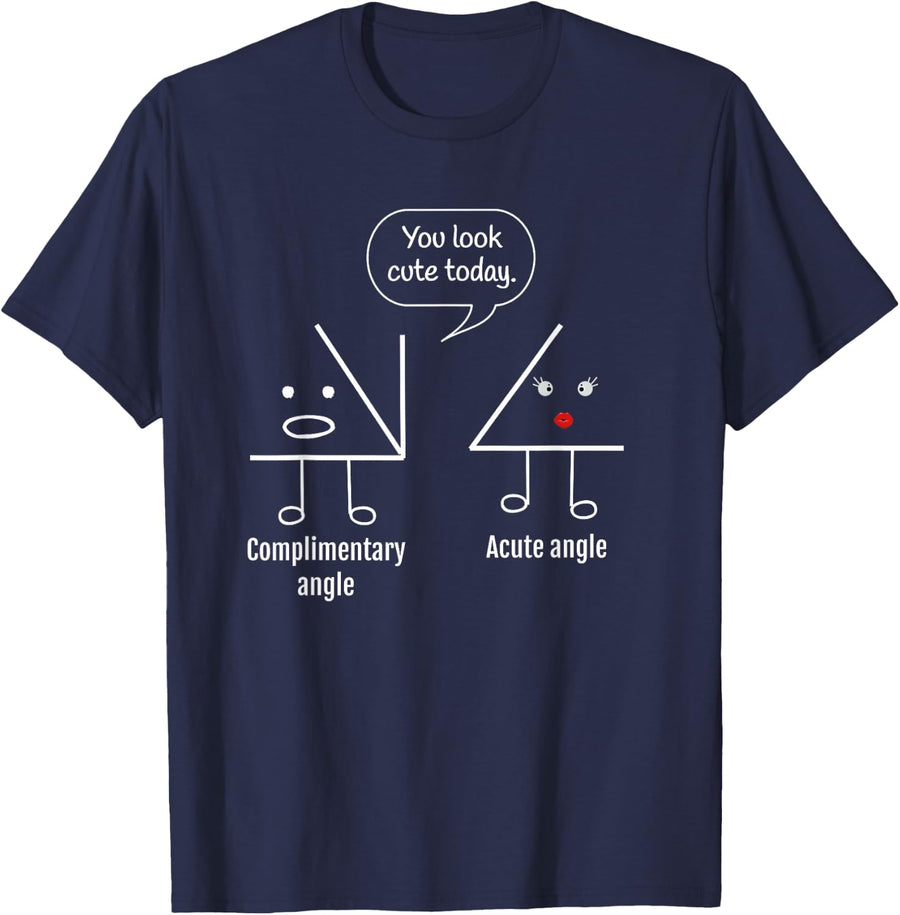 Complimentary Acute Angle Math Teacher T-Shirt - Navy Blue