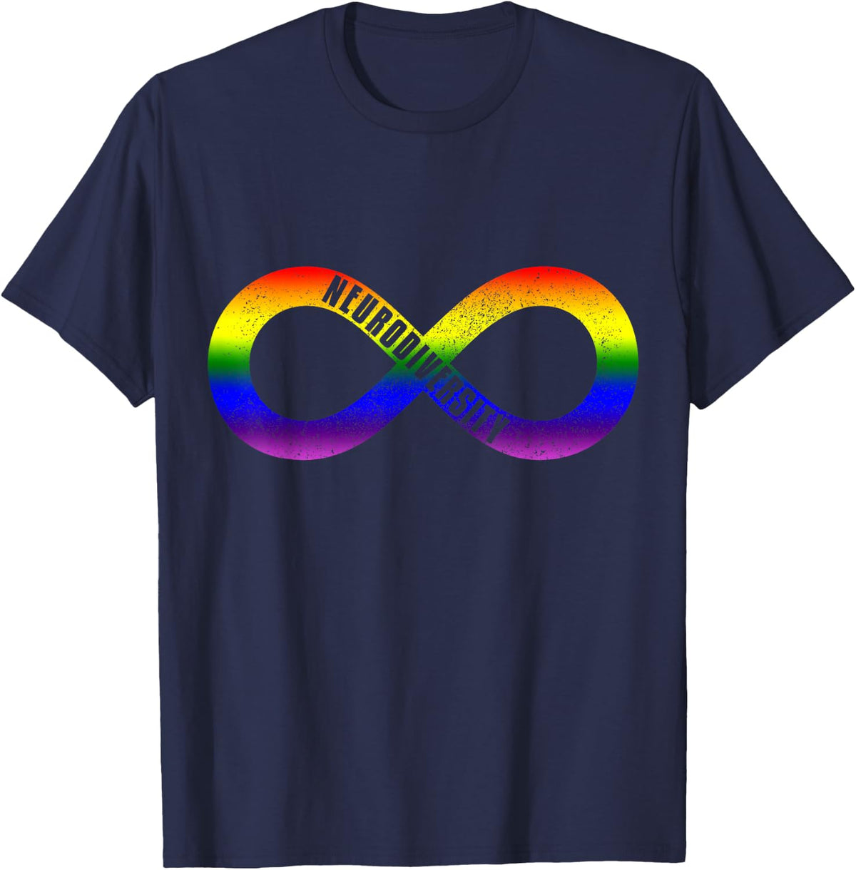 Neurodiversity Rainbow Infinity Sign Autism Awareness Month T-Shirt - Navy Blue
