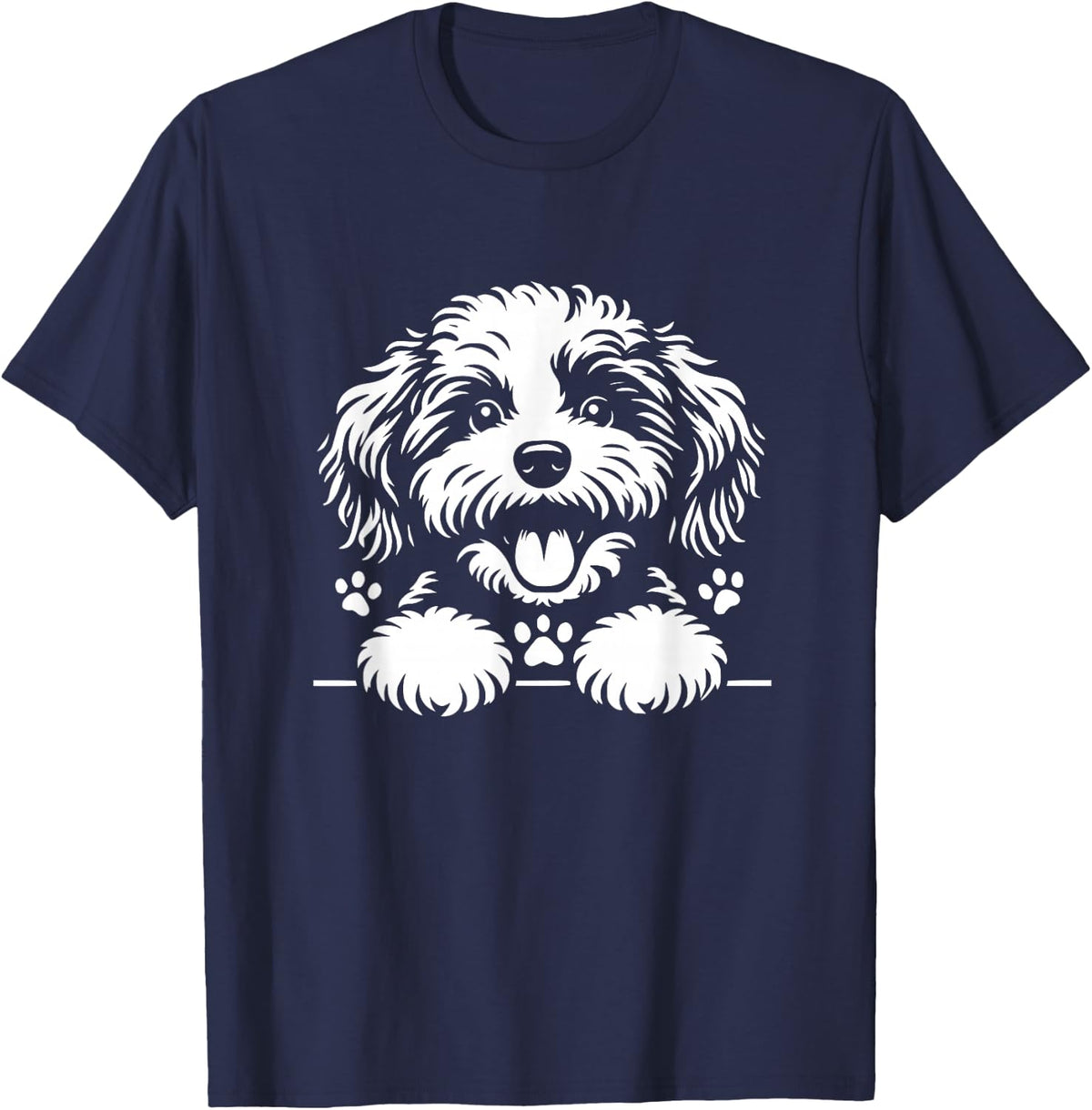 Cute Cavapoo Scout Dog Graphic Design T-Shirt - Navy Blue