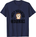 Easily Distracted By Hedgehogs Funny Hedge Hog T-Shirt - Navy Blue