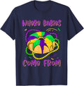 Mardi Gras Where Babies Come From King Cake Baby Pregnancy T-Shirt - Navy Blue